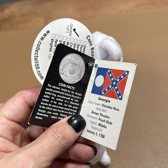 Limited Treasures 1999 quarter on right foot 4th state embroidered coin bear NWT - Picture 10 of 12